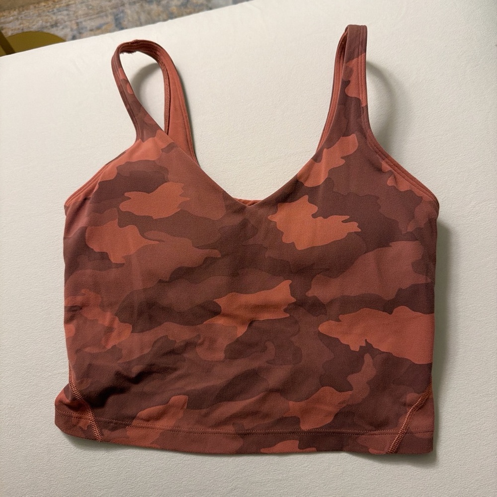 Lululemon pink/rust Camo V-Neck Cropped Tank Top